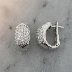 Bvlgari 2 Carat Diamond 18k White Gold Tronchetto Hoop Earrings