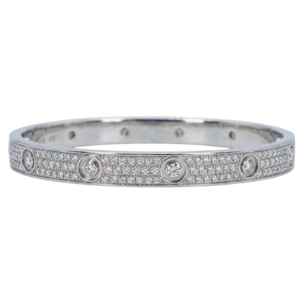 Cartier Full Pave Diamond Love Bracelet in 18k White Gold