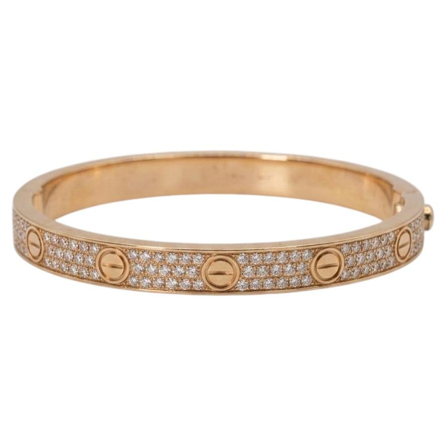 Cartier LOVE Bracelet Paved Diamond 18k Rose Gold