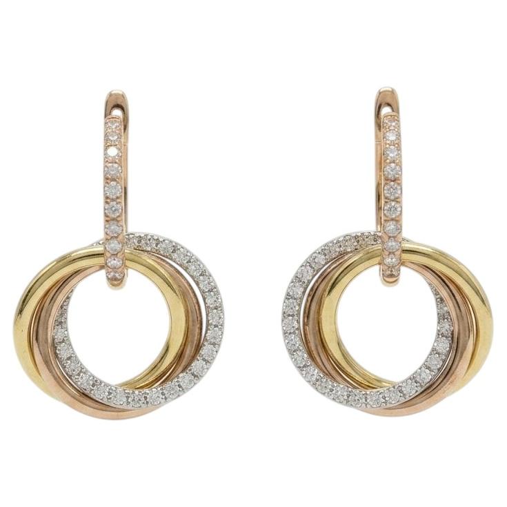 Cartier Trinity Diamant-Creolen aus 18-karätigem Dreifarbgold