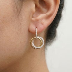 Cartier Trinity Diamond Hoop Stud Earrings in 18k Tri-Color Gold