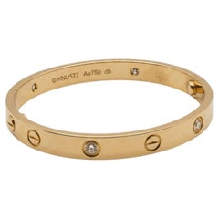 Bracciale Cartier Love con 4 diamanti, oro giallo 18 carati, misura 18