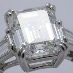 Harry Winston 2 Carat Emerald Cut Diamond Three-Stone Platinum Ring