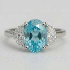 5.73 Carat Mozambique Paraíba Tourmaline Diamond Ring in Platinum