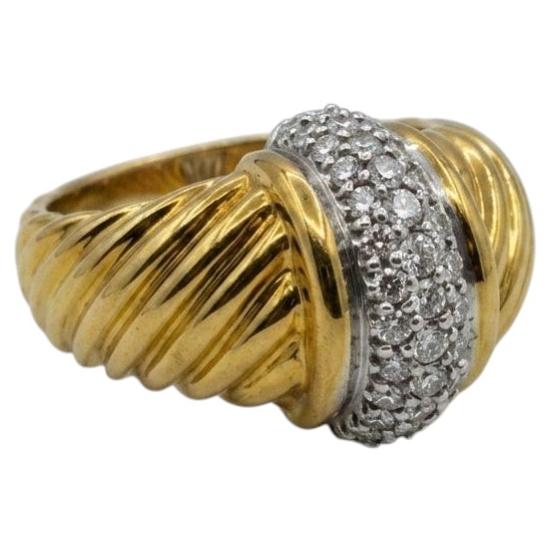 David Yurman Cable Classics Diamond Dome Ring in 18k Yellow Gold For Sale