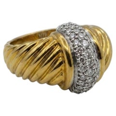 David Yurman Cable Classics Diamond Dome Ring in 18k Yellow Gold