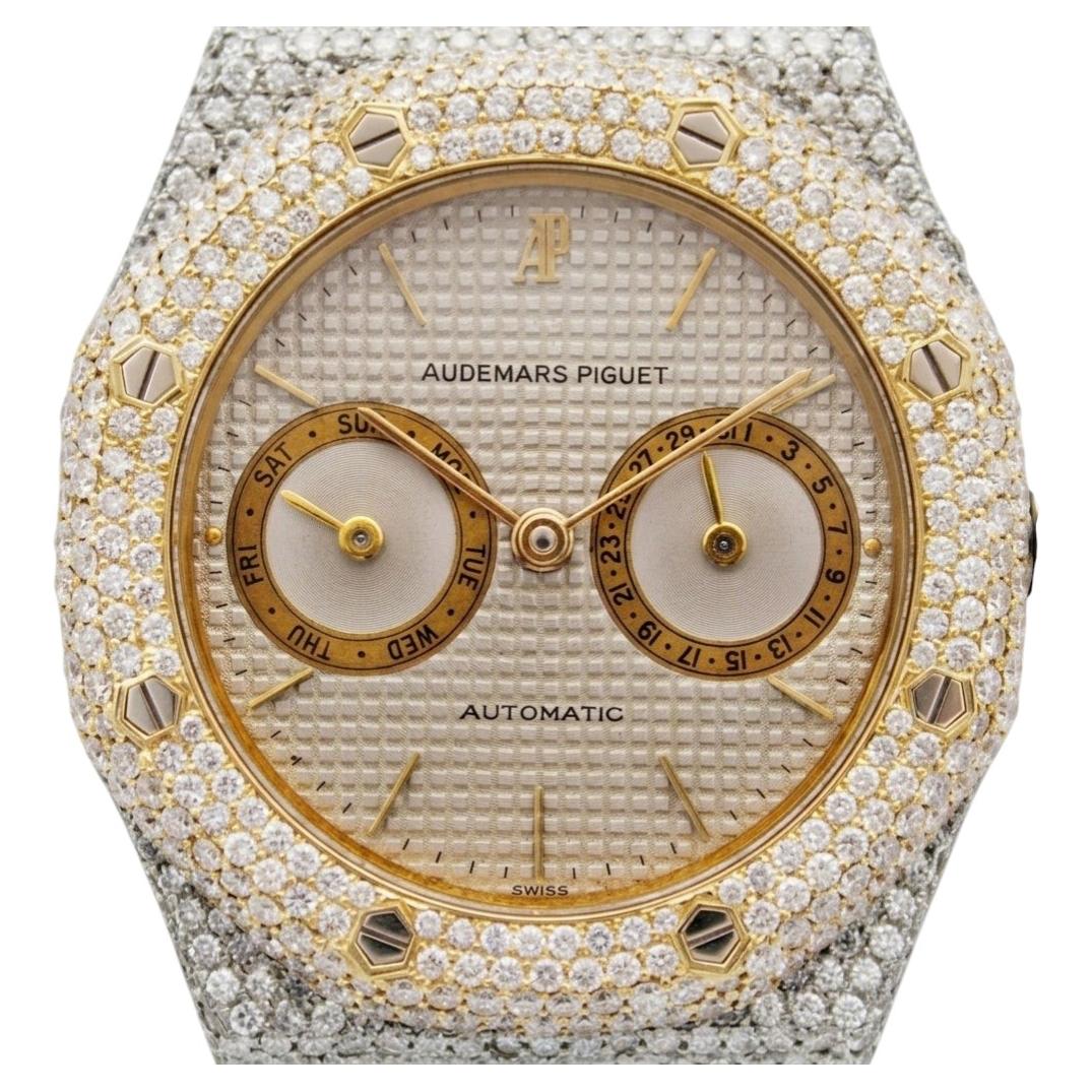 Montre-bracelet Audemars Piguet Royal Oak personnalisée, bicolore et sertie de diamants