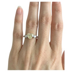 GIA Certified 2 Carat Fancy Yellow Heart Diamond Three-Stone Ring
