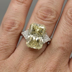 GIA 6.73 Carat Radiant Cut Diamond Three Stone Platinum Engagement Ring