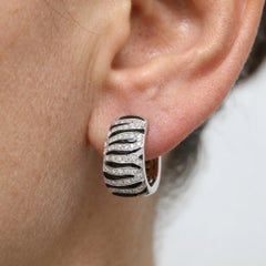 Roberto Coin Animalier Collection Diamond Enamel Hoop Earrings