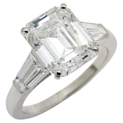 GIA 2.00 Carat F Internally Flawless Emerald Cut Diamond Three Stone Ring