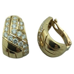 Cartier 3 Carat Diamond 18k Yellow Gold Half-Hoop Earrings