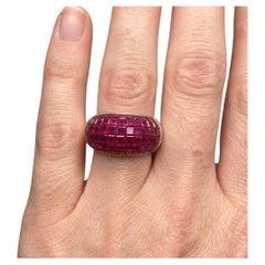 Damiani 3 Carat Ruby Invisible-Set 18k White Gold Bombé Band Ring