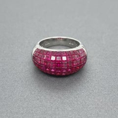 Damiani 3 Carat Ruby Invisible-Set 18k White Gold Bombé Band Ring