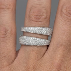 Anillo Roberto Coin Scalare con diamante de 1 quilate, de oro blanco de 18 quilates y dos hileras