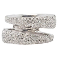 Anillo Roberto Coin Scalare con diamante de 1 quilate, de oro blanco de 18 quilates y dos hileras