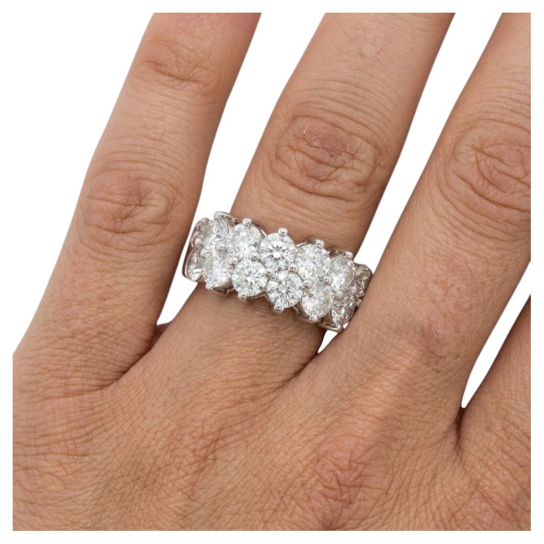 3.5 Carat Diamond Cluster Band Ring in 14k White Gold For Sale