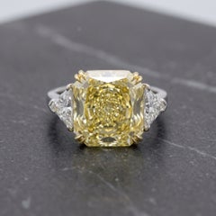 GIA 5.01 Carat Fancy Intense Yellow Internally Flawless Diamond Ring