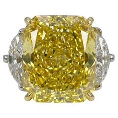 Anello con tre pietre: diamante giallo intenso "Fancy" da 7,03 carati certificato GIA