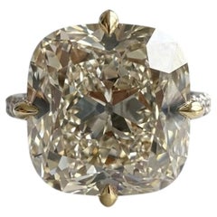Anillo de compromiso de oro blanco con un diamante brillante «Old Mine» de 9,6 quilates, L, SI1