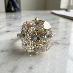 Anillo de compromiso de oro blanco con un diamante brillante «Old Mine» de 9,6 quilates, L, SI1