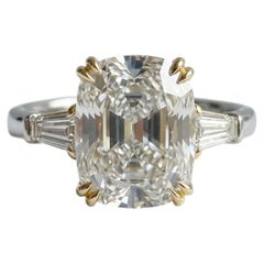 4.1 Carat E VVS2 Cushion Modified Brilliant Diamond Platinum Ring