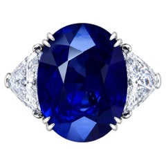 GRS 10.08 Carat Royal Blue Sri Lanka No Heat Sapphire Diamond Ring