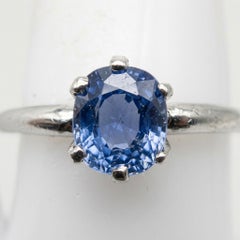 Cartier 2 Carat Natural Blue Sapphire Platinum Ring