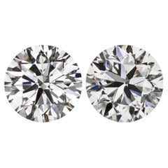 GIA-zertifiziertes 4 Karat rundes Brillantdiamantenpaar