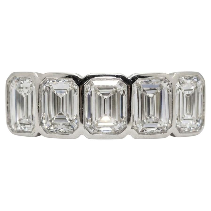 Bague avec diamant de 3 carats, taille émeraude, certifiée par le GIA, en or blanc 14 carats