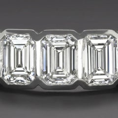 GIA Certified 3 Carat Emerald Cut Diamond Band Ring in 14k White Gold
