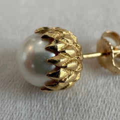 Tiffany & Co. Schlumberger 18k Yellow Gold Akoya Pearl Acorn Stud Earrings