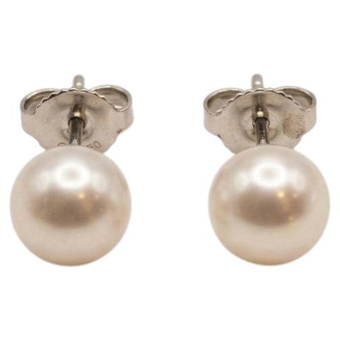 Tiffany & Co. Akoya Pearl Stud Earrings in 18k White Gold For Sale