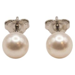 Tiffany & Co. Akoya Pearl Stud Earrings in 18k White Gold
