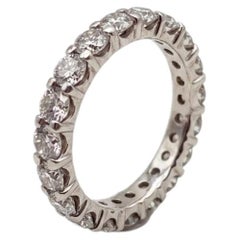 3 Carat Natural Diamond Eternity Band Ring in 14k White Gold