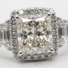 GIA Certified 3 Carat Princess Cut Diamond Three-Stone Engagement Ring
