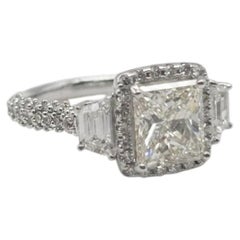 GIA Certified 3 Carat Princess Cut Diamond Three-Stone Engagement Ring