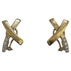 Tiffany & Co. Paloma Picasso X Diamond Platinum and 18k Gold Earrings