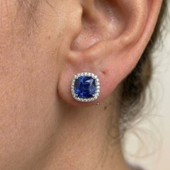 Certified 4.83 Carat Unheated Ceylon and Madagascar Sapphire Diamond Earrings