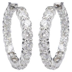 10 Carat Diamond Inside-Out Hoop Earrings in 18k White Gold