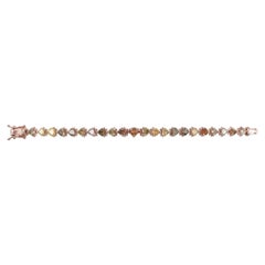 6-Karat-Tennisarmband aus Roségold mit mehrfarbigen Diamanten in Herzform