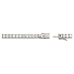15 Carat Natural Emerald Cut Diamond Platinum Tennis Bracelet