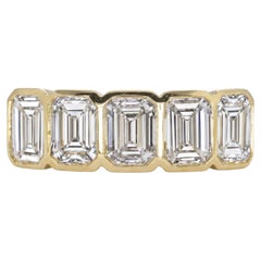 GIA Certified 2.5 Carat Emerald Cut Diamond 14k Yellow Gold Wedding Ring
