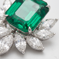 14.03 Carat Colombian Muzo Green Emerald and Diamond Earrings GRS