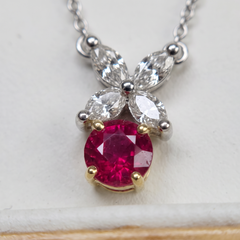 Tiffany & Co. Victoria 1 Carat Burma Ruby Diamond Platinum Pendant Necklace