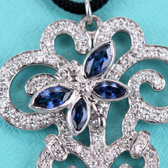 Tiffany & Co. Platinum Diamond & Sapphire Enchant Dragonfly Key Pendant