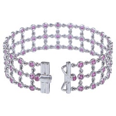 Roberto Coin 3.5 Carat Pink Sapphire 18k White Gold Link Bracelet