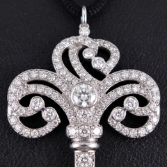 Tiffany & Co. 1 Carat Diamond Platinum Enchant Key Pendant Necklace