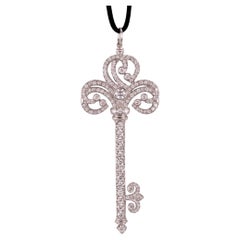 Tiffany & Co. 1 Carat Diamond Platinum Enchant Key Pendant Necklace