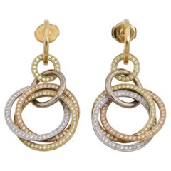 Cartier Trinity 4 Carat Diamond Tri-Color Gold Dangle Earrings